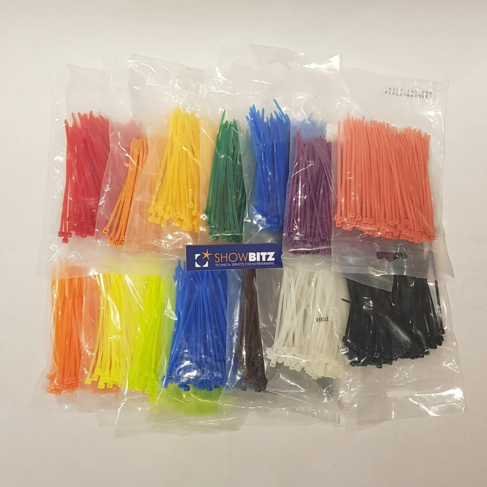 Packet of 100 x Coloured Cable Zip Ties 100mm x 2.5mm - Image 1 of 1