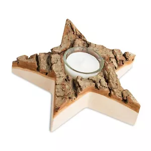 Tischleuchter Stern, Rinde natur Holz (Weihnachten) - Bild 1 von 1