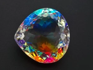 81.10 Ct Lab-Created EGL Certified Mystic Aura Quartz Pear Cut Loose Gemstone - Picture 1 of 6