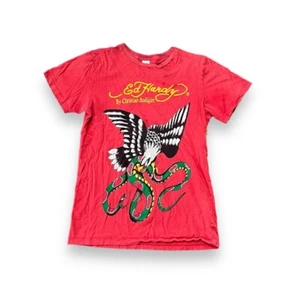 Don Ed Hardy Mens Small Graphic Tattoo Red Eagle Snake Y2K T-Shirt Audigier Vtg - Picture 1 of 8