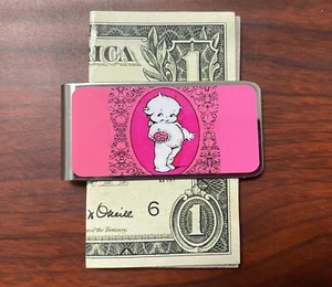 Metal Money Clip Bills Card Holder Rectangle Vintage Cherub Doll - Picture 1 of 3