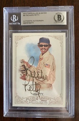 RICHARD PETTY AUTO SIGNED 2012 TOPPS ALLEN & GINTER CARD BECKETT BAS THE KING - Image 1 of 2