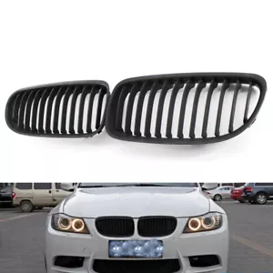 Matte black Kidney Euro Sport Grill 09-11 For BMW 3 Series LCI Facelift E90 328i - Picture 1 of 6