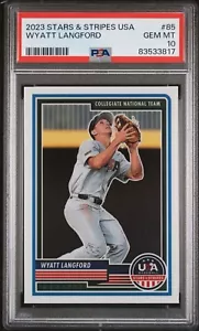 2023 USA Stars & Stripes Wyatt Langford PSA 10, #85, Texas Rangers - Picture 1 of 2