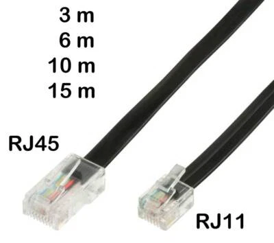 Telefonkabel RJ11 auf RJ45 Stecker Modularkabel f. DSL Router Modem Splitter FAX - Bild 1 von 3
