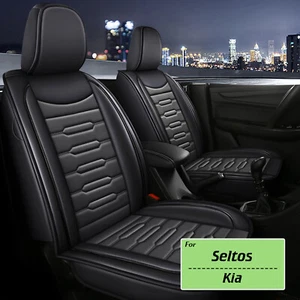 For KIA SELTOS 2021-2024 Front+Rear Car Seat Cover Faux Leather Protector Pad - Picture 1 of 7