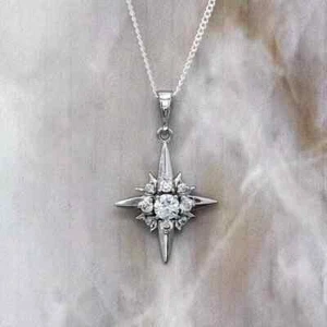 2Ct Round Cut Lab Created Diamond Women Cross Pendant Chain 925 Sterling Silver - Picture 1 of 7
