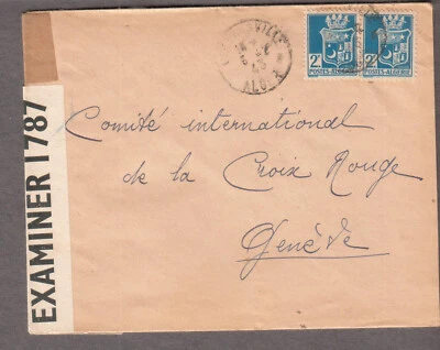 France Algeria WWII PC90 & German censor cover Orleansville to Red Cross Geneva - Image 1 of 2
