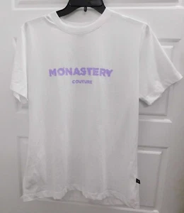 MONASTERY COUTURE LARSA WHITE LAVENDER T SHIRT WOMENS SIZE LARGE - Picture 1 of 7