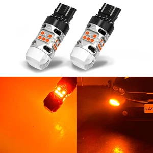 LASFIT 7443 7440 Amber Yellow LED Turn Signal Light Canbus Anti Hyperflash Bulb - Picture 1 of 11