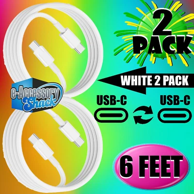 2 PACK 6ft Type USB-C Cable Fast Charge Charging Cord For Galaxy S24 S23 S22 S21 - Image 1 of 4