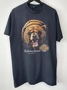 Vintage 1991 3D Emblem Harley Davidson T-Shirt The Strong Survive Grizzly Bear XL - Bild 1 von 10