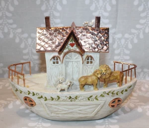 Roman Inc Noah’s Ark With Animals Resin and Copper Figurine Boat Boat Biblical - Picture 1 of 14