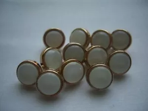 GOLD RIM , PEARL EFFECT SLIGHT DOMED CENTRE SMALL SHANK BUTTONS x 12 FREE P&P - Picture 1 of 3