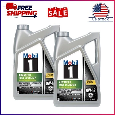 Paquete de 2, Mobil 1 Advanced Fuel Economy Aceite de motor totalmente sintético 0W-16, 5 cuartos Foto 1 de 4