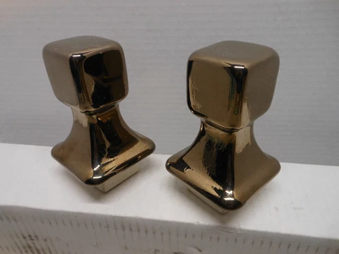 Vintage  Mid Century Ceramic Porcelain Bathroom Towel Bar Ends In Bronze #2 Cover
