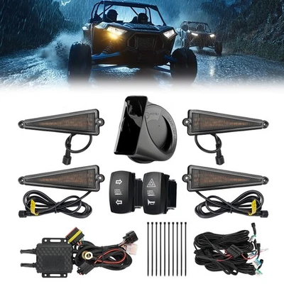 UTV Turn Signal Kit w/ 110D Horn Street Legal Triangle for Polaris Ranger RZR X3 - Image 1 of 4
