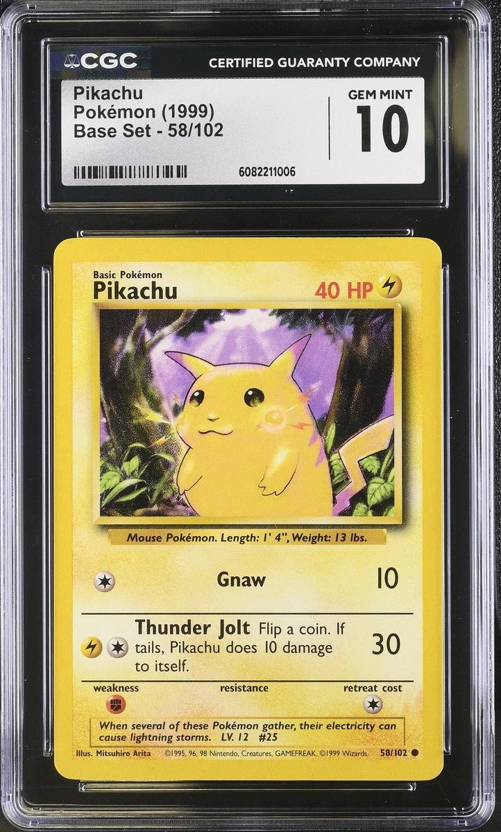 Pokémon TCG Base Set Pikachu Grade 10 Individual Collectible Card