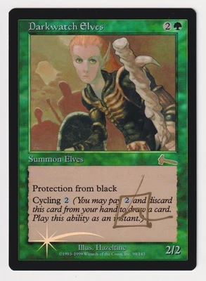 Gold Signed FOIL Darkwatch Elves MP Urza's Legacy Artist Don Hazeltine 1999 MTG! - Image 1 of 2