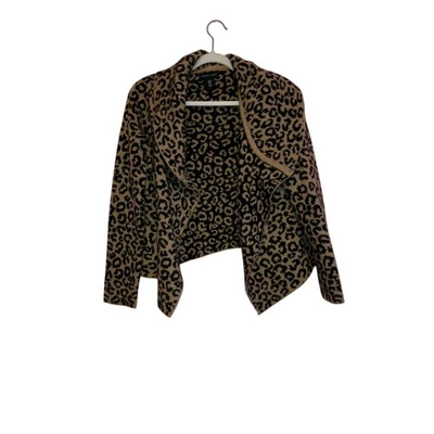 Cárdigan Adrienne Vittadini estampado animal tejido mezcla lana talla pequeña  Foto 1 de 4