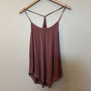 Camiseta sin mangas American Eagle suave y sexy espalda de corredor naranja quemada mediana drapeada espaguetis - Imagen 1 de 5