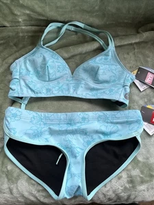 Nuevo con etiquetas Pantalones de Bikini Tyr Boho Floral XS Azul Teal Aqua Negro UPF 50+ - Imagen 1 de 9