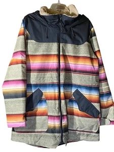Burton Prowess Womens XL Snowboard Ski Jacket Gorpcore Baja Mija Stripe Black - Picture 1 of 10