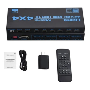 4x4 4 In 4 Out 4K HDMI Matrix Switch with EDID Extractor and IR Remote Control - Picture 1 of 13