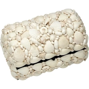 Natürliche Muschel Handarbeit Muschel Schmuck Schmuckschatulle weiß 10x6,5x5" - Bild 1 von 1