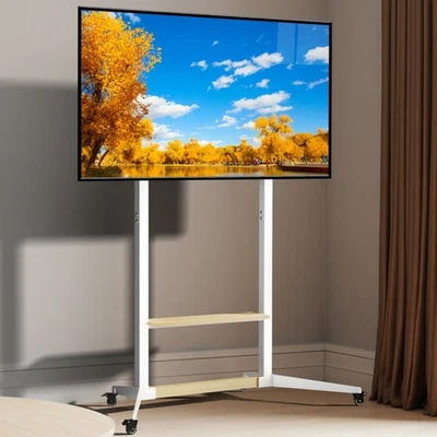 40”-100” Heavy Duty Steel Rolling TV Cart Stand Height Adjustable TV Floor Stand - Image 1 of 4