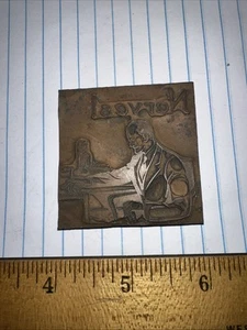 Print Block ( Nerves! ) Stressed Man Next To Phone. Plate - Picture 1 of 9