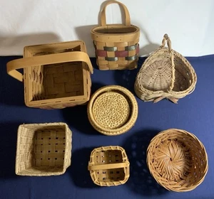 7 mini cestas pequeñas tejidas vintage varias formas posavasos de corazón - Imagen 1 de 11