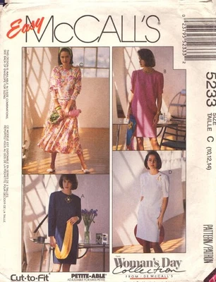 McCall's 5233-One/Two Piece Dresses-Chemise Dress/Top w/Jewel Neckline  10-12-14 - Image 1 of 4