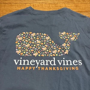 Vineyard Vines Hemd Herren mittelblau Langarm Erntedank Wal Herbst Blätter - Bild 1 von 8