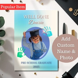 Personalised Preschool Graduation Card 2025 | Child's Name & Photo Card Nursery - Picture 1 of 7