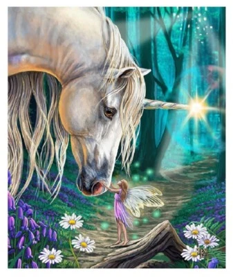 New Unicorn and Fairy Plush Fleece Throw Gift Blanket Mystical Horn Glow Magical - Image 1 of 3