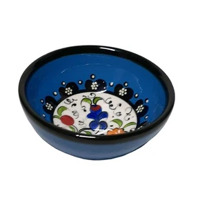 Talavera Mexican Pottery Condiment Bowl Artecer Signed Bright Floral 2.75" - Picture 1 of 6