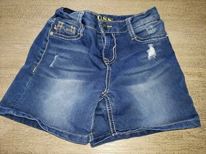 girls BLUE DENIM SHORTS adjustable waist band inside 6 6X VIGOSS birds pockets - Picture 1 of 2
