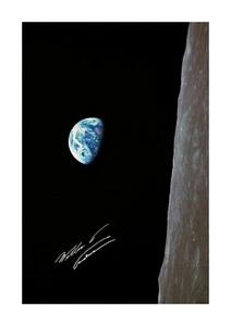 Earthrise taken by Bill Anders Apollo 8 A4 signed poster choice of frame - Imagen 1 de 6