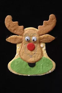 3 Reindeer Bell Toppers Rudolph embellishment Christmas card gift bags Holiday - Picture 1 of 4