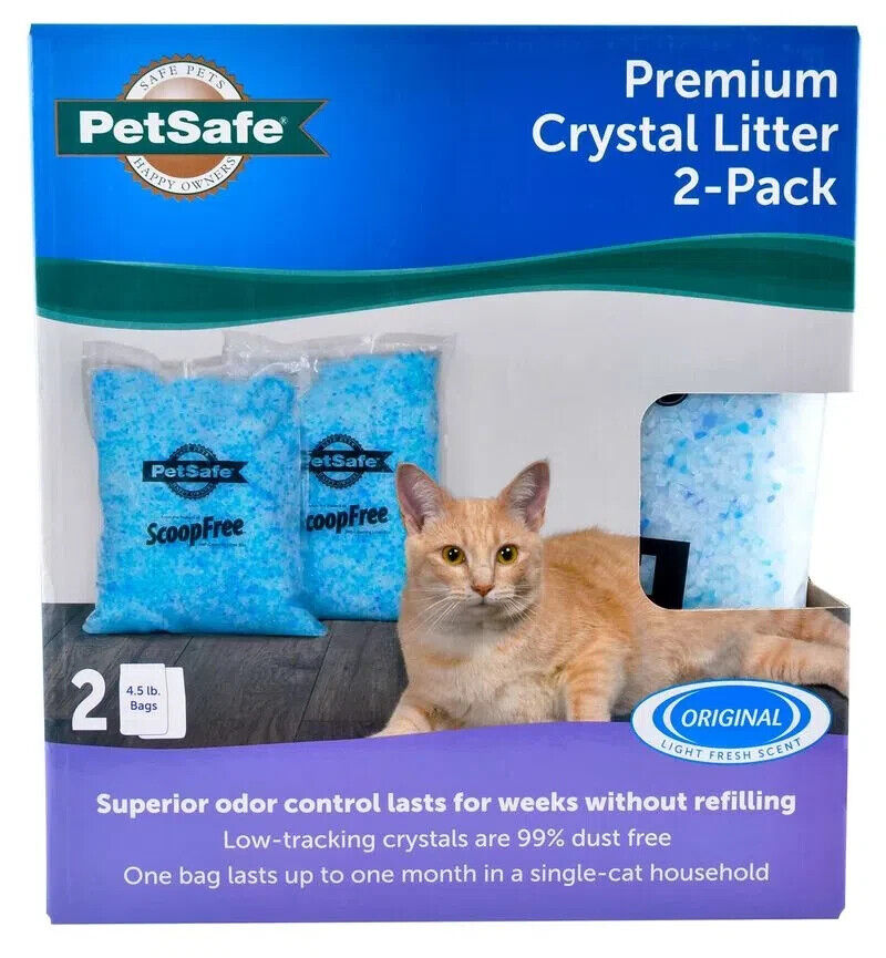 PetSafe ScoopFree Premium Blue Crystal Cat Litter, Non-Clumping, 2-Pack