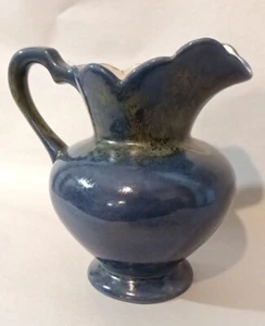 Vintage Frankoma Pottery 5" Mini Pitcher Blue With Green Glaze Finish - Picture 1 of 10