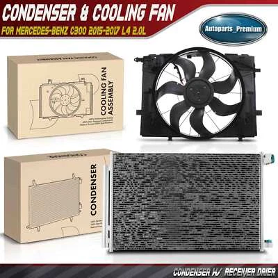 Conjunto de condensador y ventilador de refrigeración de CA con motor sin escobillas para Mercedes-Benz C300 Foto 1 de 4