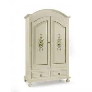 ARMADIO ANTE BATTENTI SHABBY BIANCO DECORATO ARTE POVERA CLASSICO 2 ANTE 2 CASS. - Photo 1 sur 5