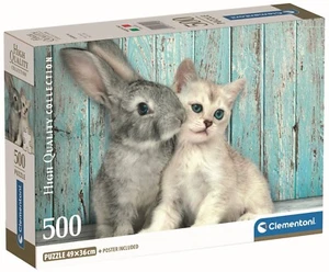 NEW Clementoni Jigsaw Puzzle 500 Pieces 35539 Cat and Bunny High Quality - Imagen 1 de 2
