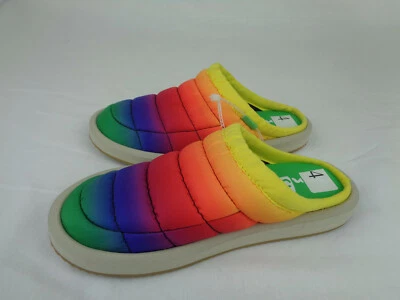 Sanuk Lil Puffer Rainbow Mulitcolor Slip On Mules Shoes Kids Youth Size 4 NEW - Image 1 of 4