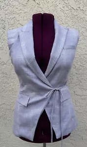 Veronica Beard Geraldine Plaid Linen Vest Lavender - Picture 1 of 9