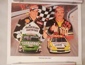Terry & Bobby Labonte Autograph Lithograph By Jeanne Barnes - Limited to 500 - Picture 1 of 6