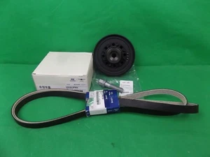 GENUINE HYUNDAI SANTA FE SUV CM & DM 2.2L TD HARMONIC BALANCER + BOLT + BELT SET - Picture 1 of 7