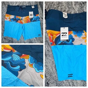 Billabong Tribong X Board Shorts Men’s Size 31 Trunks Swim Stretch Floral Blue - Picture 1 of 11